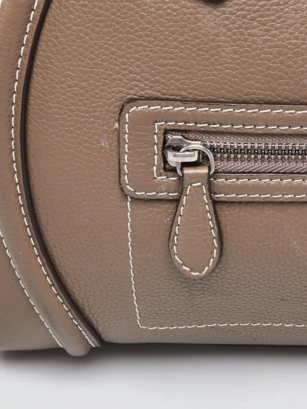 Celine Souris Drummed Calfskin Leather Mini Luggage Tote Bag - Picture 6 of 12